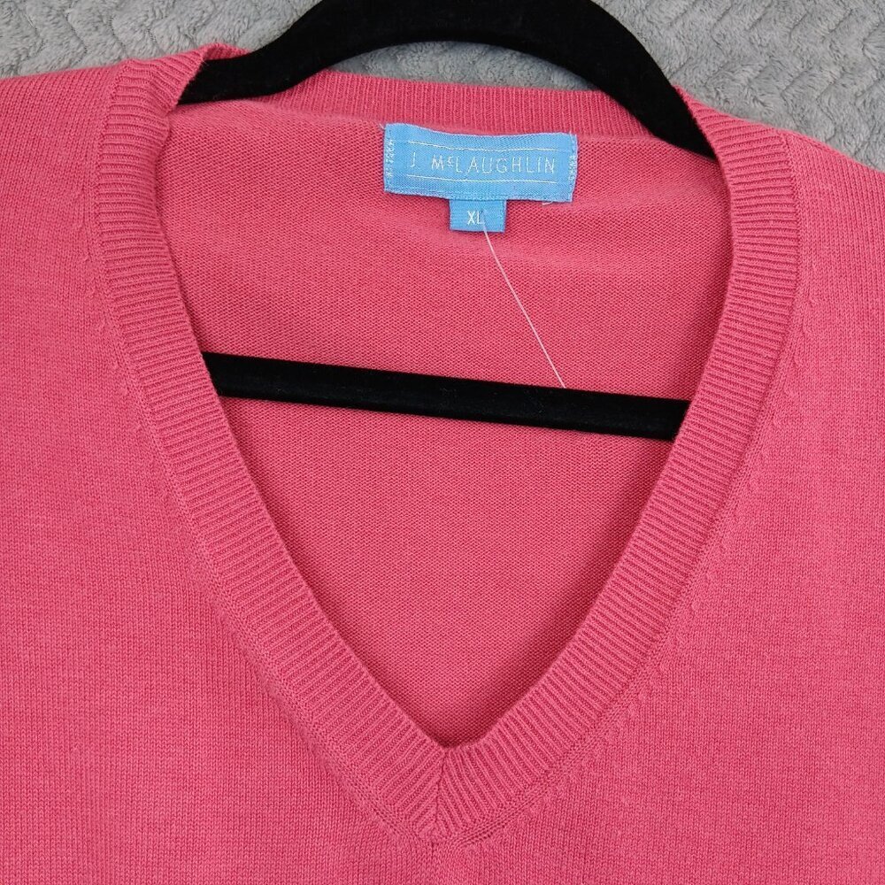 J. McLAUGHLIN Women's V-neck Pullover Knit Sweater Size XL Pink Comfy Casual - Picture 4 of 4